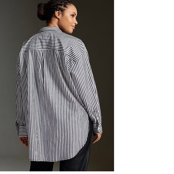 Anthropologie The Bennet Buttondown cotton Shirt buttondown  Maeve L black new - Picture 3 of 10